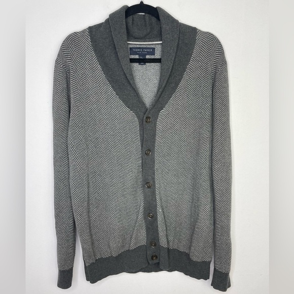 Thomas Parker New York cotton chevron print cardigan - Picture 1 of 8